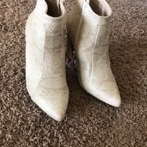 Faux snake print booties